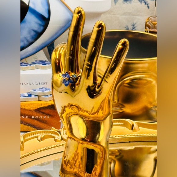 🆕 LES NEREIDES 🧿 NIB Siberian Iris and Faceted Glass Adjustable Ring - Picture 4 of 16